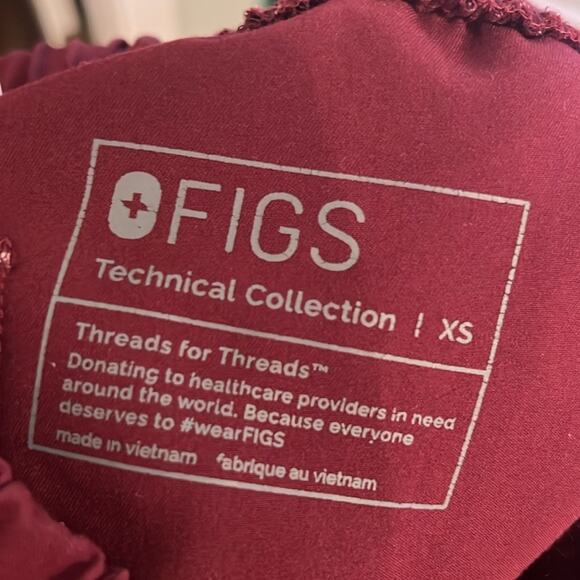 Figs Zamora high waisted women’s size XS burgundy - Picture 9 of 9